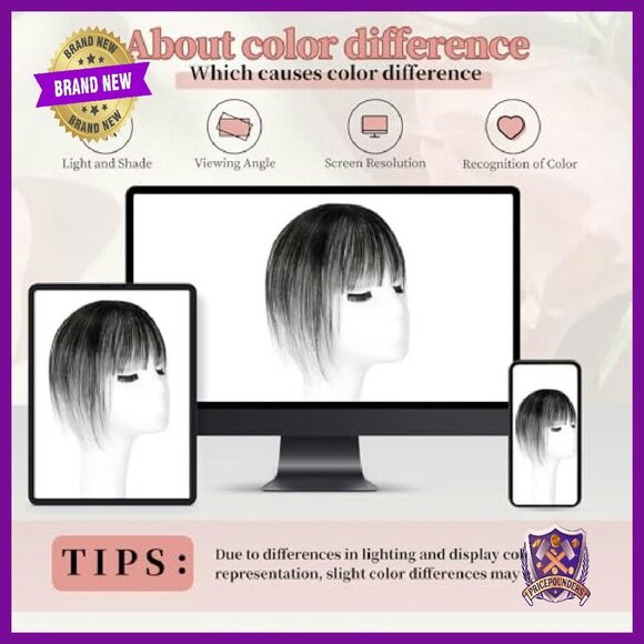 Human Hair Topper with Bangs, 360° Coverage Clip-In Hairpiece